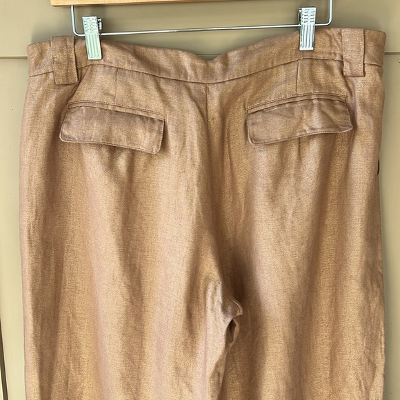 Nicole Miller 100% Linen Camel Color Metallic Sheen Bermuda Slack Shorts Sz 14 - Picture 6 of 7